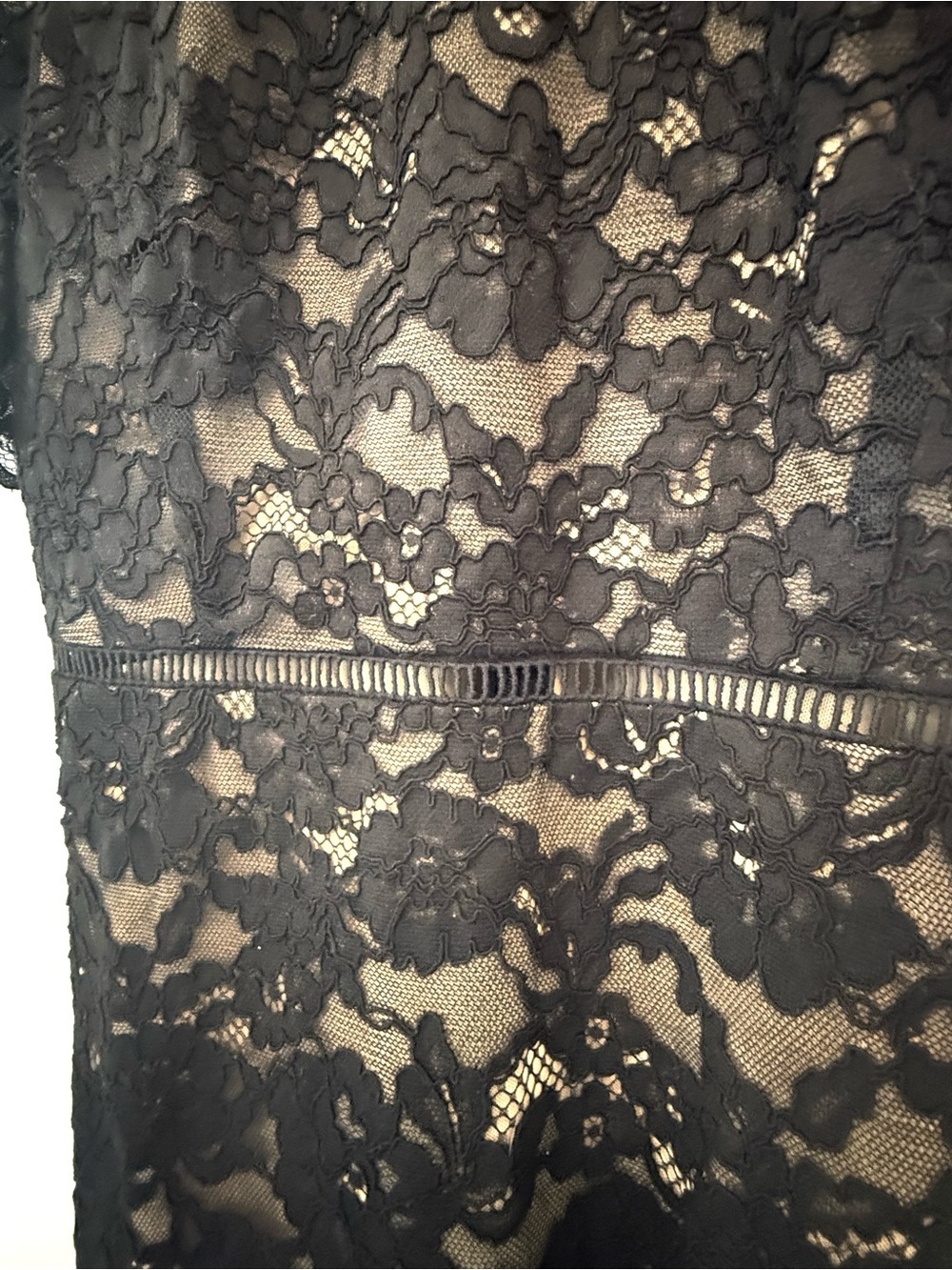 Rebecca Taylor Black Nude Lace Overlay Mini Dress Size 6 Cocktail - Picture 11 of 16